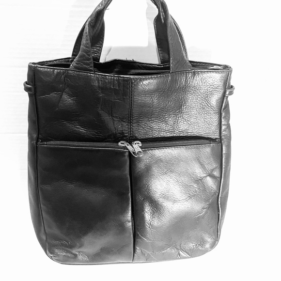 Hobo International Black Leather Backpack Tote Y2K (Missing Backpack Straps) - Picture 2 of 11